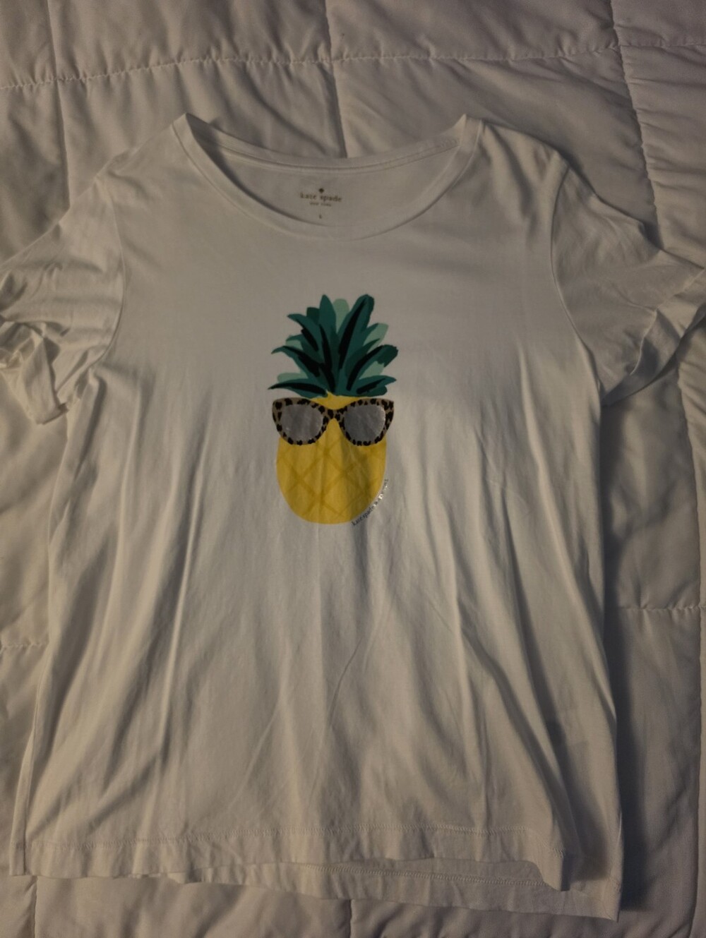 kate spade White Tee with Yellow Pineapple Graphic